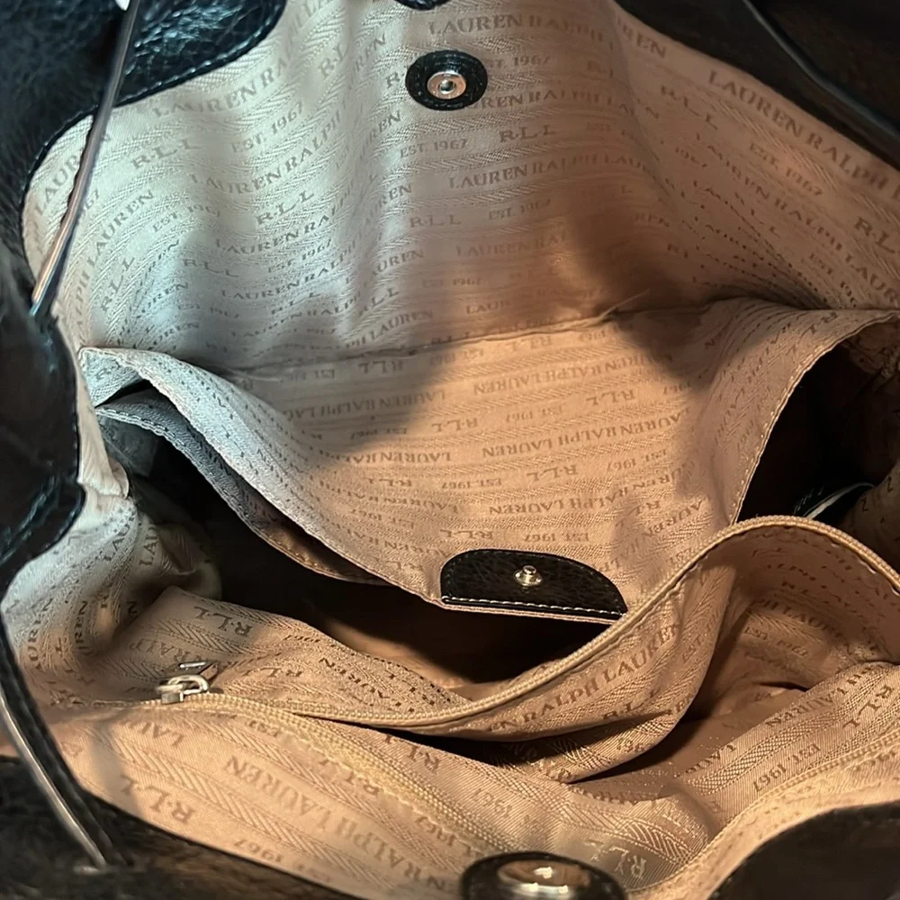🖤 Lauren Ralph Lauren Black Leather Bucket Shoulder Bag 👜✨